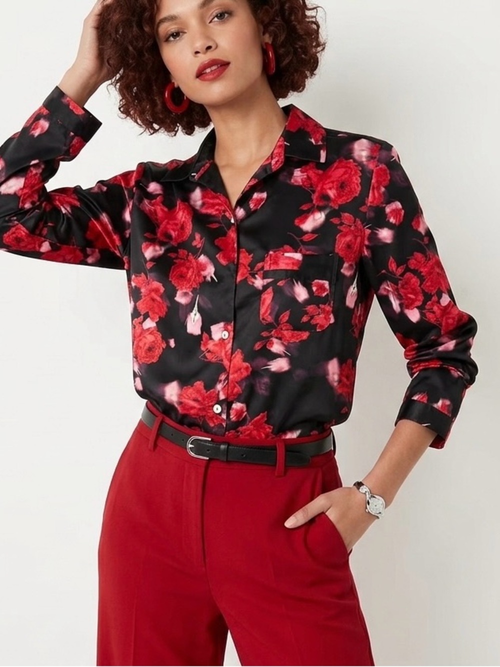 Victoria's Secret Satin Floral Pajama Top (Size XS)